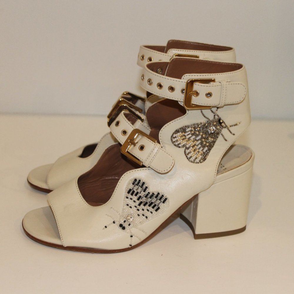 LAURENCE DACADE NELEN EDEN BEADED IVORY WHITE SANDALS - Picture 11 of 16